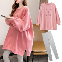 Spring and autumn clothes big code 200 catty coat blouse loose and thin medium long pregnant woman suit stylish style net red sport