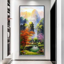 New Chinese oil painting Guilin landscape painting landscape hand-painted porch decorative painting corridor American hanging painting living room murals