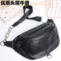  Leather chest bag female 2020 new first layer soft cowhide waist bag ins all-match fashion Korean version of the tide chain messenger bag