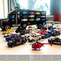 Alloy car toy special police car Childrens engineering fire truck return force big container truck boy model set