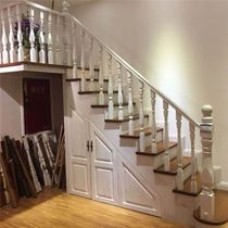 Single step stair home simple modern handrail series Red Oak BK-03 small column log handrail one meter