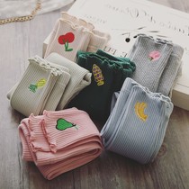 Girl slim leggings baby 70 cotton thread cartoon fruit embroidered pants 2021 Autumn New Korean version