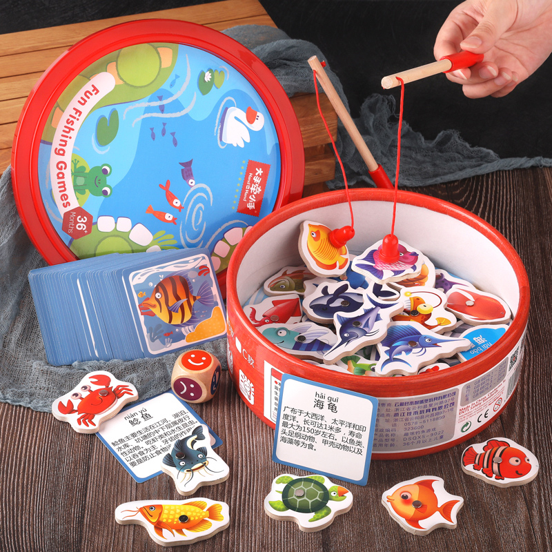 Children Fishing Toy Set Magnetic Fish Baby Puzzle Fish Boys 1-2 Girls 3 and a half years old Multifunctional