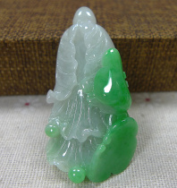 Myanmar natural jadeite A cargo ice glutinous species floating green sun green green Ruyi Chinese cabbage pendant full green Cai Cai Baicai hanging