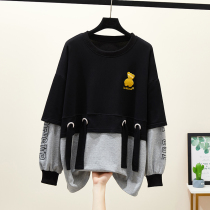 Big Code Women Dress 2022 Spring Dress New Fat Sister Fashion Loose Thin Fried Street Design Sense Fake Two Wee Coats