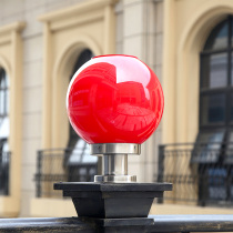 Solar Column Headlights Red Balls Stainless Steel Wall Lamp Wall Headlights Villa Gate Lights Outdoor Waterproof LED