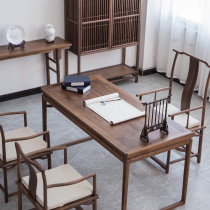 New Chinese calligraphy table Old elm painting and calligraphy table Writing desk Study desk Full solid wood black walnut painting zen