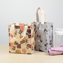 Thickened cartoon canvas bag Waterproof lunch box bag Lunch box bag Zipper bag Mommy square small portable storage bag