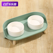 Cat Bowl ceramic double bowl protection cervical spine anti-roll pet supplies Puppy drinking water Dual-use Bowl Kittens rice bowls