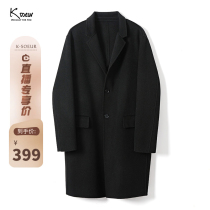 K elder sister mens all wool double-sided tweed coat two buckles loose new mens warm fashion coat