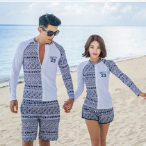 Diving suit couple long sleeve split swimsuit Korean jellyfish snorkeling surf suit men and women suit
