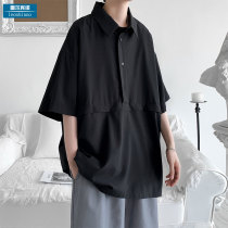 Simple ice silk short-sleeved POLO shirt mens summer loose ins couple T-shirt top tide brand trend half-sleeve T-shirt men