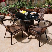 Outdoor table and chair Garden garden Outdoor leisure coffee table Open-air balcony Three or five sets of rattan woven small table combination rattan chair