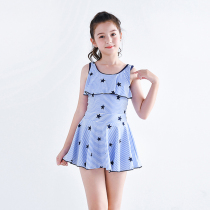 Large size girl swimsuit middle school student girl 12-15 year old child 2021 new one-piece dress swimsuit