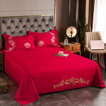 Wedding big red sheets single cotton cotton double increase wedding bedding quilt single pillowcase three sets