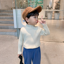 Boys' Sweater Autumn and Winter Children's Turtleneck High Neck Winter Thickened Top Children's Bottom Knitted Shirt Baby Winter Wear