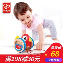 Hape drag Bird Children Baby Baby Baby wooden toddler hand pull rope rope educational toy 0-1 year old