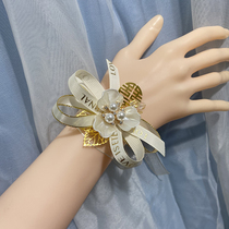Wedding bridesmaid wrist flower simple beautiful bride sister group hand tie flower wedding hand flower bracelet jewelry
