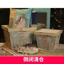 YOURHOME) American country solid wood do old sea wind square flower pot flower