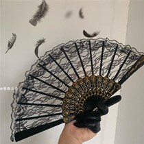 Monster Girl ins Retro Diablo Abstinence Hollow Lace Fan Photo Props Gothic Style