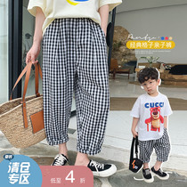 ivan home childrens clothing 2021 summer new foreign style grid pants parent-child clothing wild mother and child Women casual pants tide