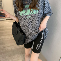 Pregnant womens pants summer new 2021 fashion outer wear letter riding pants belly support pants five-point leggings maternity clothes