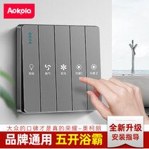 Aokola Yuba switch five open bathroom bathroom panel 5 open with five-in-one toilet light wind warm home