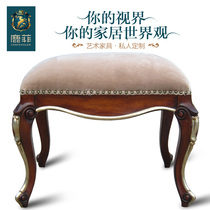 Lufei art furniture custom American country solid wood table soft bag makeup stool double bed English bedroom furniture