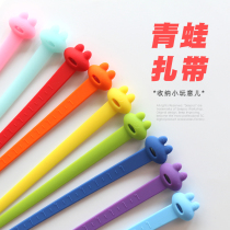 seepoo color cloth data cable headphone cable storage cable tie power cord finishing multi-use silicone cartoon cute shape elastic food bag drawstring with silicone rope