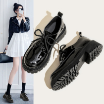 Small Leather Shoes Women Inglust 2022 Spring Summer 2022 New thick bottom with black 100 Lap Lace Single Shoes Womens Shoes