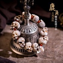 Natural old antler plate carving skull hand string antler corpse Tuolin Buddha beads female mens bracelet National style