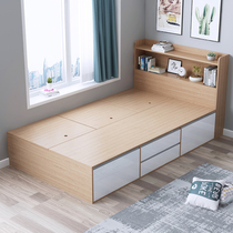 Tatami bed Solid wood box bed Small apartment type bedroom plate bed Multi-function storage drawer bed High box storage bed