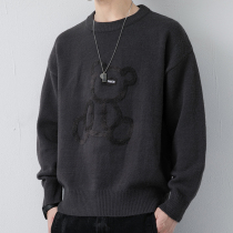 Winter Sweater Men Korean Loose Thickening Trend Personality ins Knitted Sweater Mens base shirt Plus Velvet