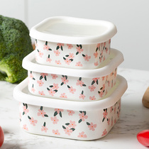 BOBAO original enamel thick preservation box food grade refrigerator special storage box can be oven open flame heating