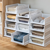 Wardrobe partition partition clothing storage basket drawer type finishing box wardrobe shelf storage artifact in cabinet