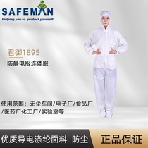 Monarchs 1895 Lianlian electronic factory one-piece clothing one-piece hat striped protective clothing dust-free clean clothes workwear white