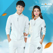 Couple sports suit Spring and Autumn new mens casual clothes fashion trend autumn sportswear women white suit