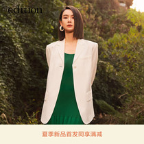 Qi Wei Tongan edition acetate suits jacket woman 2022 summer new design feeling white female gentleman suits