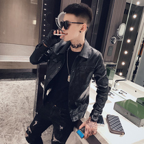 Leather jacket jacket jacket mens autumn and winter Korean version of the trend jacket spirit guy motorcycle leather clothes handsome casual mens clothing