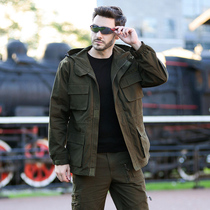 Winter outdoor field army fan clothing mens medium and long cotton windbreaker casual loose large size army green frock coat