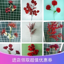 Red new series simulation flower Red Wedding Hall foreign peony rose wedding flower flower arrangement