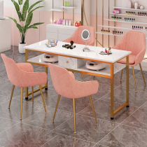 Nail art table and chair set Light luxury net red new explosion special price Economy single double Japanese imitation marble small table