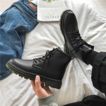 Autumn Martin boots men waterproof overfitting Boots Black high trendy shoes ins locomotive British style casual retro leather boots