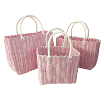 Pink woven waterproof export Japanese hand basket shopping basket buy basket egg basket bath basket large small and medium