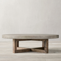 American Countryside Designer Imitation Cement Retro Tea Table Room Living Room Concrete Solid Wood Round Coffee Table