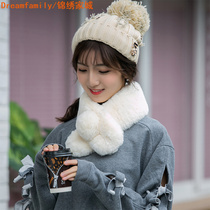 Scarf female winter Korean version of Joker imitation Rex rabbit hair ins cute girl student cross plush bib cover warm