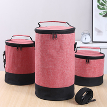 Round Bento bag aluminum foil insulation bag office workers can carry lunch box bag students convenient shoulder meal bag Oxford cloth