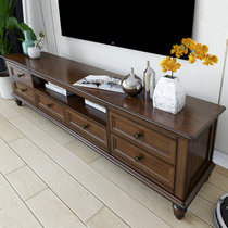 American country pure solid wood TV cabinet Coffee table combination Household small household retro old living room furniture film and television cabinet