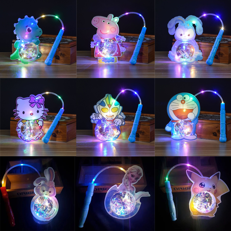 2023 Mid Autumn Festival Children's Cartoon Portable Lantern Kindergarten Little Rabbit Glowing Toy Halloween Creative Gift