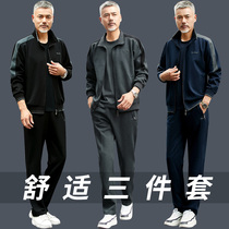 Middle Aged Sportswear Suit Mens Spring Autumn Season 2021 New Dad Autumn Clothes Casual Three Sets Mens Clothing Jacket